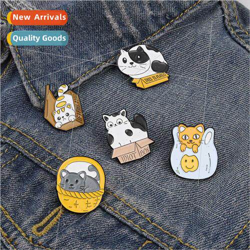 New alloy animal brooch cartoon cute flower cat shape enamel