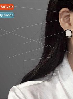 Copper plated vintage geometric square enamel earrings ins s