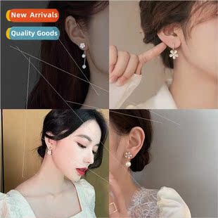 pearl earrings niche crystal ear tide flower new Europe 2023