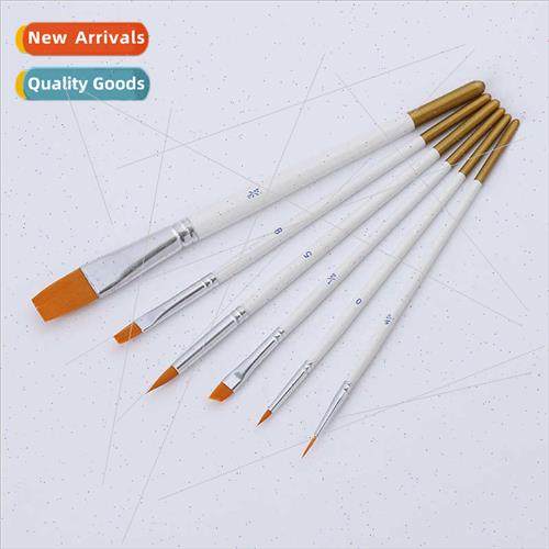 6pcs Nylon Hair Whe Rod Watercolor Brushes Fine Art Painting
