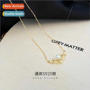 deer have female silver simpl necklace Koreaa beads S925 you