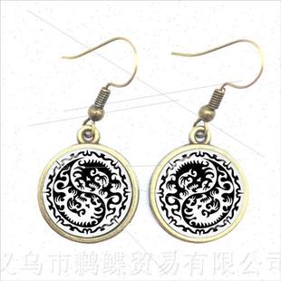 Classic Tai Chi Yin Yang Dangle Earrings Artistic Black Whe