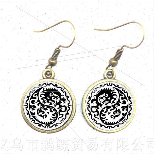 Classic Tai Chi Yin Yang Dangle Earrings Artistic Black Whe