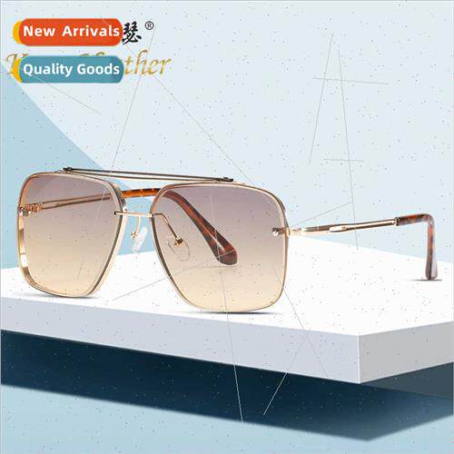 New rimless cut edge sunglasses 01K Europe retro men women s