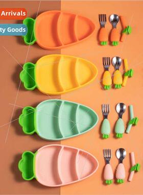 Baby dinner plate silicone suction cup autonomous feeding on