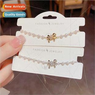 Summer delicate pearl bow chain sweet zirconia bracelet new