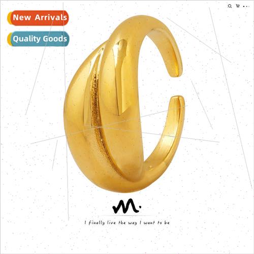 French CHIC wind  tanium steel gold-plated open ring fashion