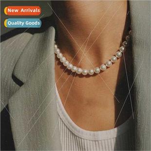 pearl collarbone plated necklace imation 8MM Europe