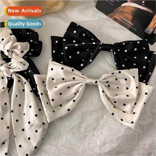 French Polka Dot Bow Top Clip Fluttering Back Head Elegant V