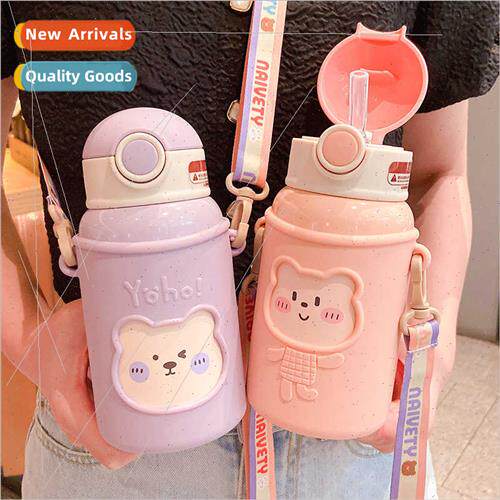 Children insulated cup portable straw cup male students cute