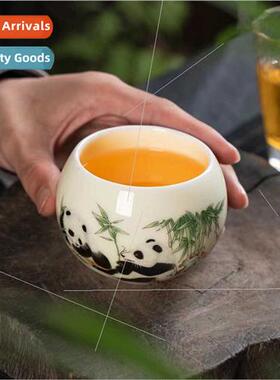 Sheep fat jade porcelain master cup tea set pandas ceramic t