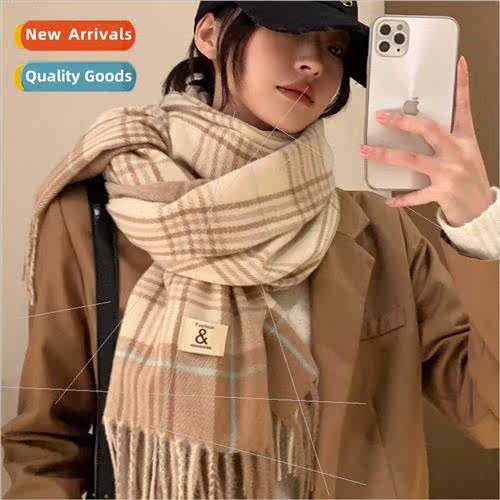 Autumn winter Korean  ins wind imation cashmere plaid scarf