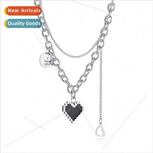 ins black double hop hip heart love mosaic creative Europe