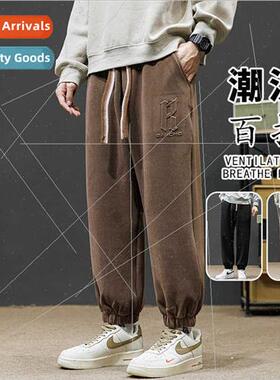 2023 Spring Autumn tide windpropants men loose fat plus size