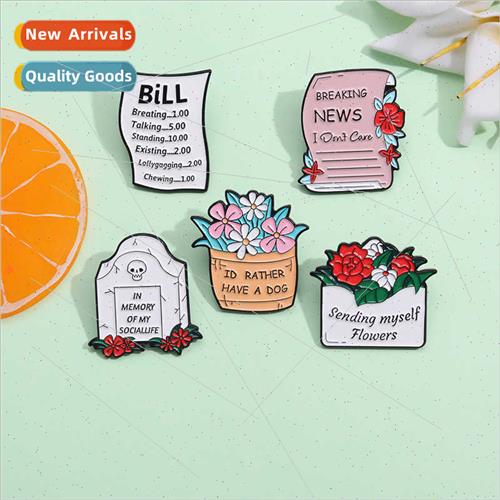 Creative New Flower Tombstone Metal Badge Personalized Epist