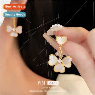 earrings silver versatile flower love pin zirconia