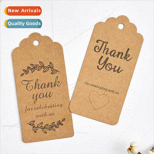 100 printed flower head thank you kraft paper English hangta