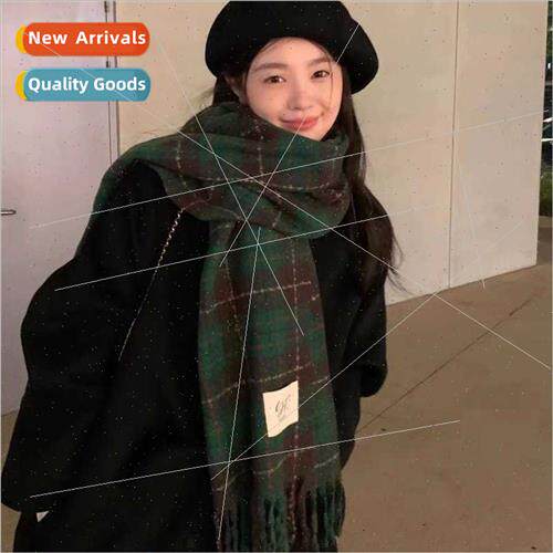 Ding go go show whe green plaid imation cashmere scarf femal