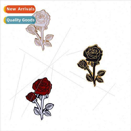 Rose brooch enamel badge flower shape girls anti-glare acces