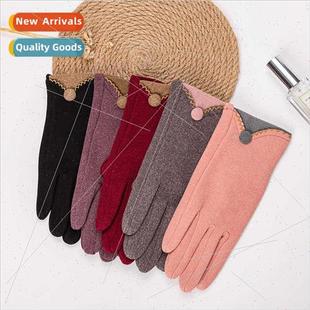 Gloves women winter de velvet warm gloves new outdoor riding