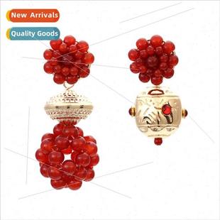 sweet temperament rice beads exag Korean earrings innovative
