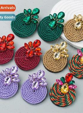 Europe fashion nd earrings alloy colorful rhinestones polyes