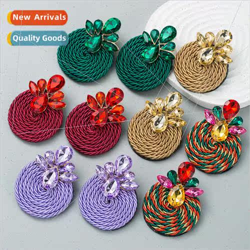 Europe fashion nd earrings alloy colorful rhinestones polyes