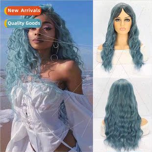 Ban Covers Europe Ladies Chemical Wigs Blue Head Fiber Eight