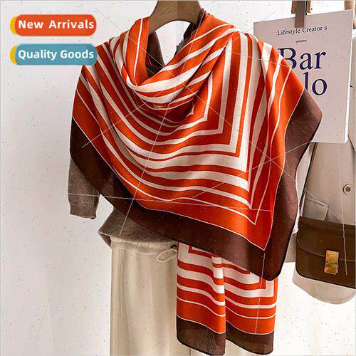 Korea new striped silk scarf large long scarf scarf neck dua