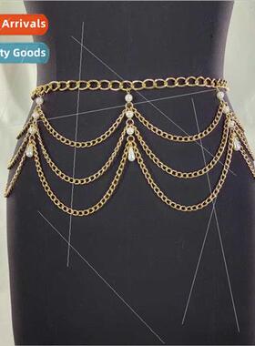 MW3306 Europe waist chain personalized pearl pendant connect