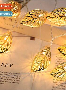 New led iron gold leaf lights string hollow gold leaf string
