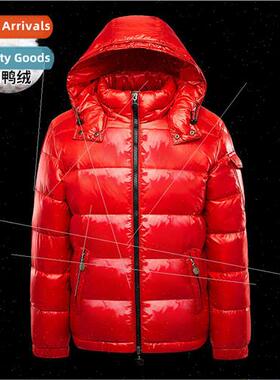 Winter down jacket black glossy men women couple large size