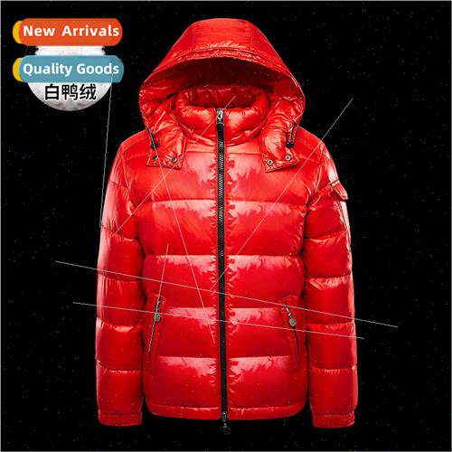 Winter down jacket black glossy men women couple large size
