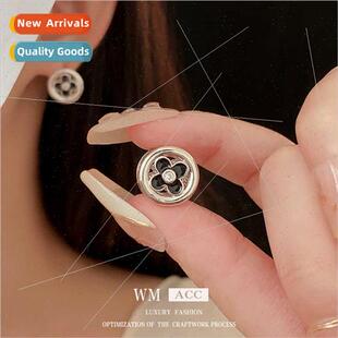 Zircon color earrings whe flower black oil drop collision