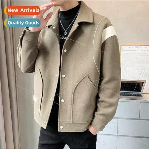 Men thickened wool coat youth gangster handsome tide wh twee
