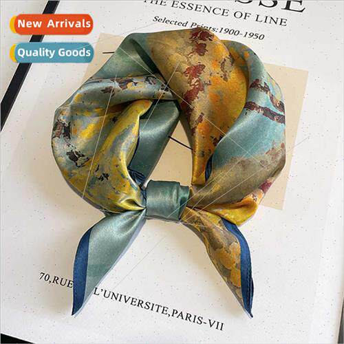 New silk silk scarf small square scarf blue mulberry silk si