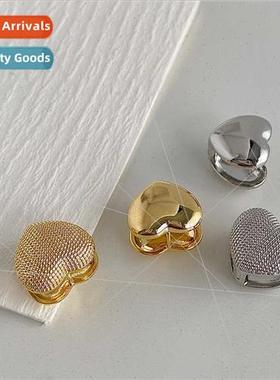 Metal wind double sided love heart earrings female ins earri