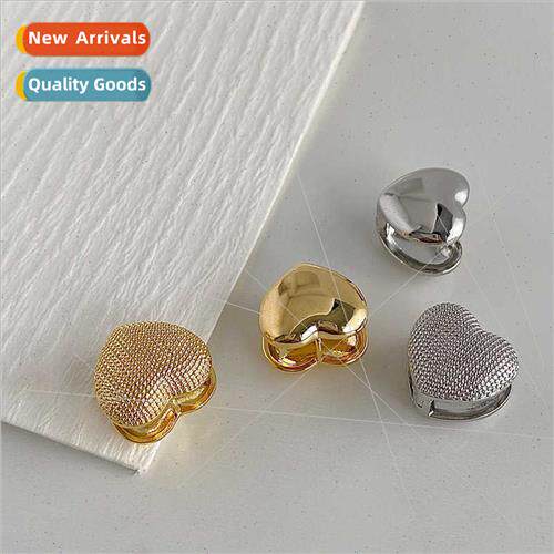 Metal wind double sided love heart earrings female ins earri