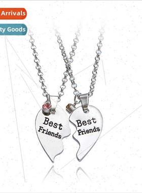 Pop Jewelry  sters Necklace BEST FRIENDS Two Petal Heart Pat
