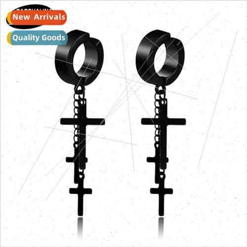 Korean  black punk earrings male allergy-free earrings taniu