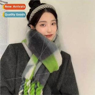 colorful mohair scarf Winter soft warm female ins thickened