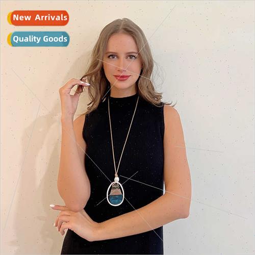 Necklace Europe popular geometric wood pcs patchwork sweater