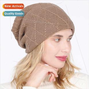 color woo women padded diamond grid solid caps knted men New