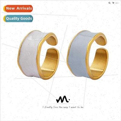 Hepburn colorless French niche ring enamel drip ring fashion