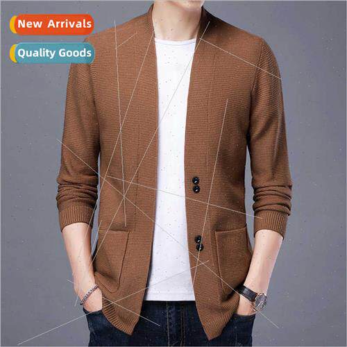 Men Cardigan Four Button Multicolor Casual Popular Long Slee