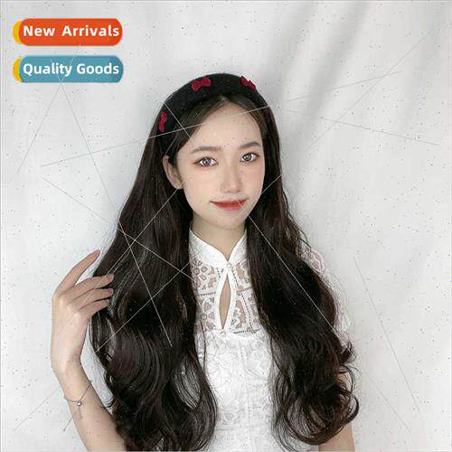 Wig female long curly hair lazy hair band chemical fiber hal