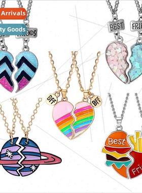 new rainbow burger fries necklace fashion heart patchwork go