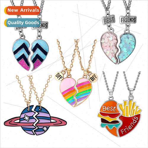 new rainbow burger fries necklace fashion heart patchwork go