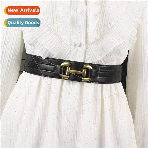 Elastic Waistband Women Wide Horseshoe Buckle Vintage Elasti