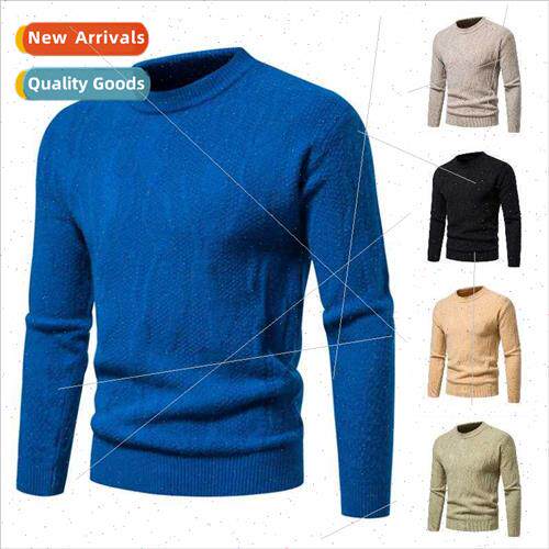 7 color winter new men fashion round neck plaid jacquard sof